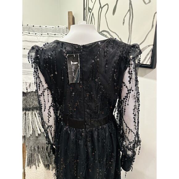 NEW Miss Ord Sequin Fringed Bowknot Dress Formal Cruise Women’s Sz XL 12 - Picture 8 of 14